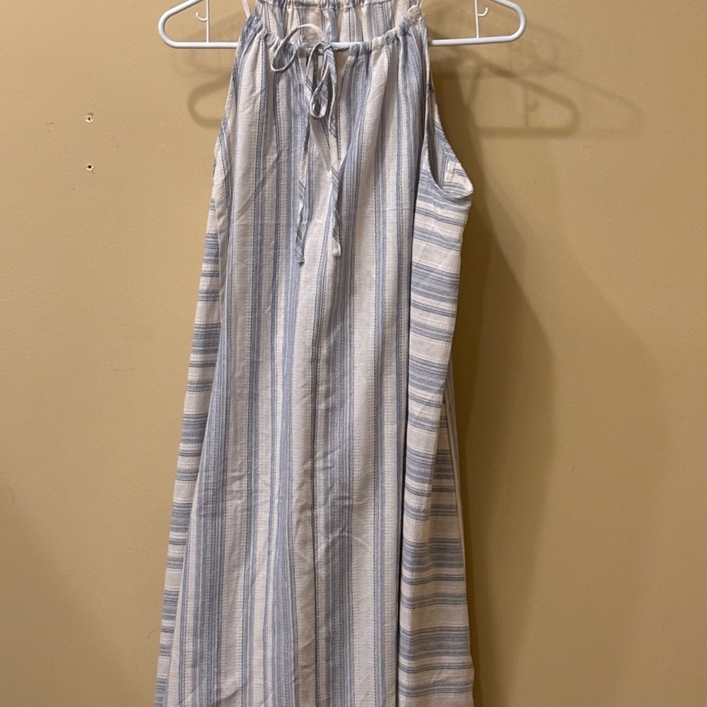 Cupshe Striped Mini Dress Size Medium Blue White Tie Back Adjustable Straps - Picture 3 of 7